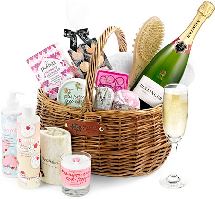 Luxury Pampering Set Gift Basket With Bollinger Champagne